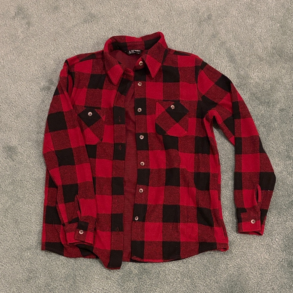 Plaid Button Down Shirt - Red and Black